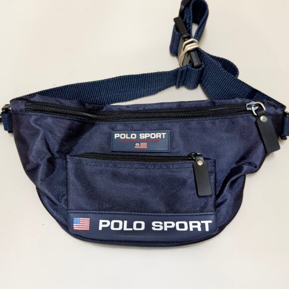 Vintage Polo Sport Ralph Lauren Unisex Blue Belt Bag Fanny Pack - Picture 1 of 8